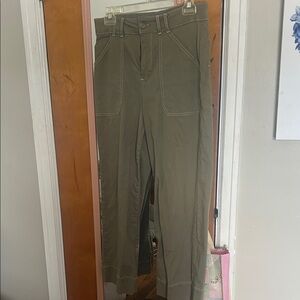 Wide Leg Utility Pants in Olive Green